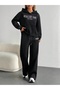 Unisex Men's Women's Healty for Printed Oversize 3 Thread Hooded Baggy Bottom Tracksuit Set - 5
