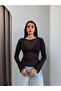 Crew Neck Openwork Knit Blouse