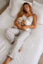 Women's Regular Fit Knitted Fabric White Pajama Set - 5