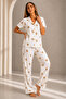 Women's Short Sleeve Comfortable Fit Stylish Off-White Pajama Set - 2