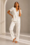 Women's Short Sleeve Comfortable Fit Stylish Multi-Colored Pajama Set - 6