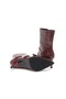 Burgundy Color 3 Buckle Pointed Toe Women's Heeled Boots - 6