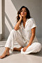 Women's Classic Natural Button Night Multi-Color Pajama Set - 6