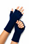 Unisex Cut-Out Half-Toe Dark Blue Colored Knitwear Gloves - 3