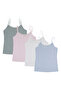 Women's 4-Pack 100% Cotton Transfered Ribbed Lace Strap Tank Top - 2