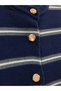 Women's Striped Crew Neck Gold Buttoned Knitwear Cardigan - 4