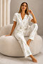 Women's Short Sleeve Comfortable Fit Stylish Multi-Colored Pajama Set - 2