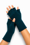 Unisex Cut-Off Half-Toe Petrol Green Colored Knitwear Gloves - 3
