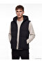 Black Regular Fit Hooded Men's Puffer Vest - 2