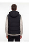Black Regular Fit Hooded Men's Puffer Vest - 4