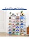 6 Pack Clear Stackable Shoe Storage Boxes with Magnetic Front Door, Transparent Plastic Organizer - 5