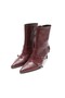 Burgundy Color 3 Buckle Pointed Toe Women's Heeled Boots - 2