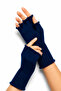 Unisex Cut-Out Half-Toe Dark Blue Colored Knitwear Gloves - 2