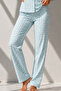 Women's Classic Natural Button Night Water Green Pajama Set - 4