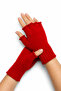 Unisex Cut-Out Half-Toe Red Colored Knitwear Gloves - 2