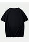 Zippered Teddy Bear Print 100% Organic Cotton Relaxed Fit Round Neck T-Shirt Black - 2