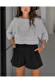 Square Neck Half Sleeve Sparkling Knitwear Blouse