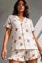 Women's Single Jersey Shirt Shorts Button Snow White Pajama Set - 6