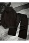Unisex Men's and Women's Delete Text Printed Oversize 3 Thread Hooded Hoodie and Baggy Bottom Sweatpants Set - 2