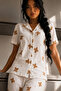 Women's Elegant Collar Textured Spacious Off-White Pajama Set - 3