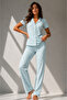 Women's Classic Natural Button Night Water Green Pajama Set - 6