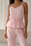 Women's Printed Lace-Up 2-Piece Pink Pajama Set - 3