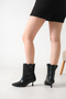 Women's Black Matte Patent Leather Pointed Toe Thin Heeled Western Style Non-Zipper Short Boots - Easy and Comfortable Wear - 2