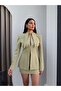 Collared Scarf Jacket Skirt Set - 4