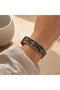 Black green diamond flower thin copper bracelet, adjustable - 3
