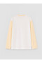 Two Mt Shop Quality Lcw Modest White Combed Cotton Color Block Oversize Women's Sweatshirt Tunic - 6