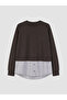 Lcw Modest Brown Soft Touch Striped Women's Sweatshirt Tunic - 5