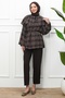 Brown Collared Cape Plaid Tunic - 2