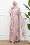 Powder-Colored Flowing Cape Ruffled Evening Dress