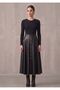 Women's Black High Waist Long Faux Leather Mevlana Skirt with Snap Detail on the Front