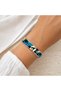Turquoise black flower thin copper bracelet, adjustable - 2
