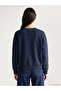 Xside Navy Blue Embroidered Oversize Women's Sweatshirt - 4