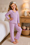 Girls' Cotton Long Sleeve Bow Patterned Ruffle and Bow Detailed Pajama Set - 2