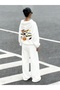 Unisex Men's Women's Revolve Astronaut Printed Oversize 3 Yarn Hooded Hoodie and Baggy Bottom Sweatpants Set - 3