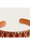 Coral black pine motif thin copper bracelet, adjustable - 4