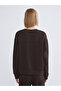 Xside Brown Crew Neck Oversize Women's Sweatshirt - 4
