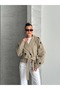 Double-Breasted Belted Buttoned Crop Jacket - 3