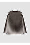 Lcw Modest Ecru Striped Oversized Women's Sweatshirt Tunic - 7