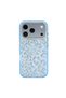 iPhone 18 Pro Case Licensed M-Safe Featured Triangle Logo Glittery Leopard Pattern Cover Blue - 3