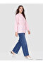 Two Mt Shop Quality Lcw Modest Pink High Collar Belted Striped Women's Shirt Tunic - 2