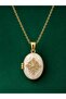 Pearl-Looking Rhinestone Openable Locket Necklace Gold Color Stainless Steel Chain Elegant Women's Necklace - 3