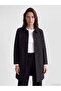 Lcw Grace Black Shirt Collar Patterned Women's Coat
