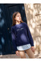 Two Mt Shop Quality Lcw Kids Navy Blue Oval Collar Printed Girls' Sweatshirt