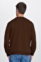 Unisex Relax Fit Comfortable Cut 100% Cotton 3 Thread Basic Brown Crew Neck Sweatshirt - 7