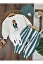 Hiphop Style Hat, Teddy Bear Print Oversized Sweatshirt and Striped Socks and Pants 4-Piece Seasonal Baby Boy Set
