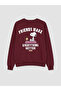 Xside Burgundy Printed Thick Oversize Women's Sweatshirt - 8